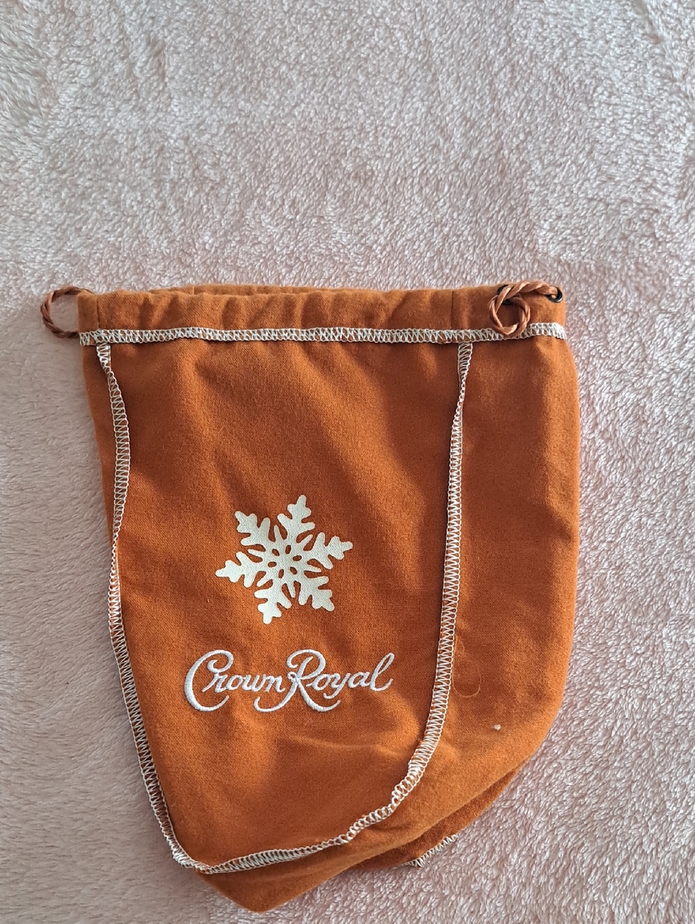 Crown Royal Orange Velvet Drawstring Bag